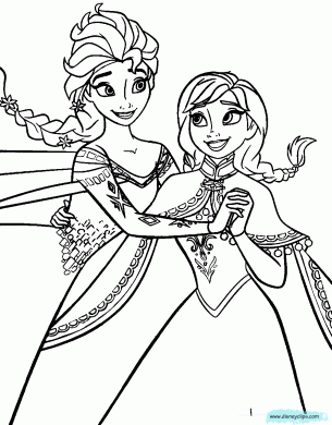 bé tập tô màu hình công chúa Elsa vs Anna