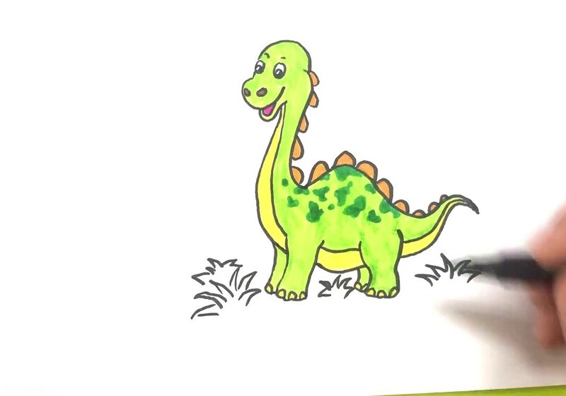 tranh vẽ khủng long cute