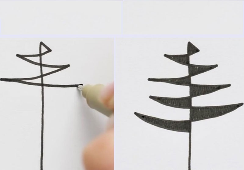 vẽ cây thông noel đơn giản